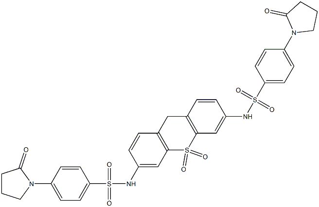 N-[10,10-dioxo-6-[[4-(2-oxopyrrolidin-1-yl)phenyl]sulfonylamino]-9H-thioxanthen-3-yl]-4-(2-oxopyrrolidin-1-yl)benzenesulfonamide Struktur