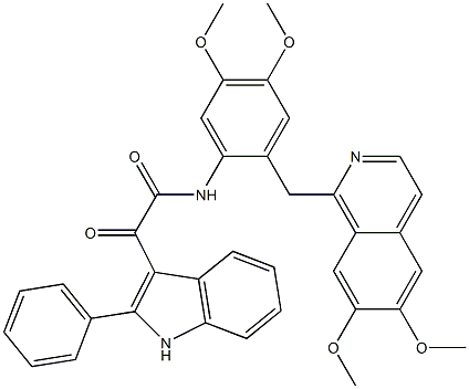 N-[2-[(6,7-dimethoxyisoquinolin-1-yl)methyl]-4,5-dimethoxyphenyl]-2-oxo-2-(2-phenyl-1H-indol-3-yl)acetamide Struktur