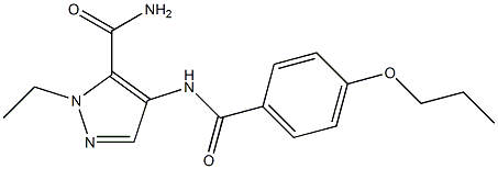 2-ethyl-4-[(4-propoxybenzoyl)amino]pyrazole-3-carboxamide Struktur