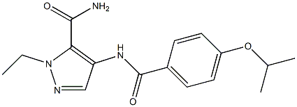 2-ethyl-4-[(4-propan-2-yloxybenzoyl)amino]pyrazole-3-carboxamide Struktur