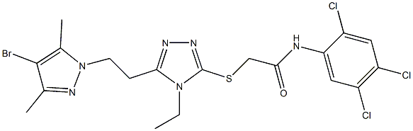 2-[[5-[2-(4-bromo-3,5-dimethylpyrazol-1-yl)ethyl]-4-ethyl-1,2,4-triazol-3-yl]sulfanyl]-N-(2,4,5-trichlorophenyl)acetamide Struktur