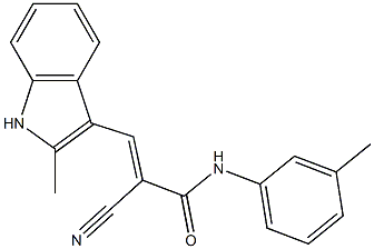 (E)-2-cyano-3-(2-methyl-1H-indol-3-yl)-N-(3-methylphenyl)prop-2-enamide Struktur