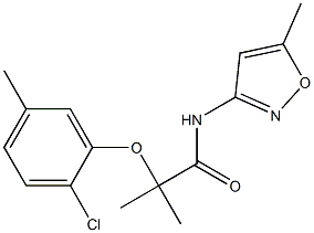 2-(2-chloro-5-methylphenoxy)-2-methyl-N-(5-methyl-1,2-oxazol-3-yl)propanamide Struktur