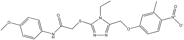 2-[[4-ethyl-5-[(3-methyl-4-nitrophenoxy)methyl]-1,2,4-triazol-3-yl]sulfanyl]-N-(4-methoxyphenyl)acetamide Struktur