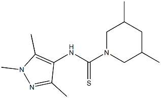 3,5-dimethyl-N-(1,3,5-trimethylpyrazol-4-yl)piperidine-1-carbothioamide Struktur