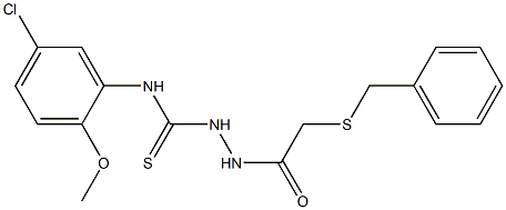 1-[(2-benzylsulfanylacetyl)amino]-3-(5-chloro-2-methoxyphenyl)thiourea Struktur