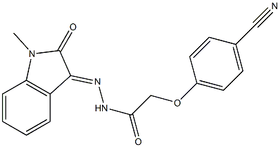 2-(4-cyanophenoxy)-N-[(E)-(1-methyl-2-oxoindol-3-ylidene)amino]acetamide Struktur