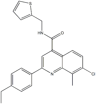 7-chloro-2-(4-ethylphenyl)-8-methyl-N-(thiophen-2-ylmethyl)quinoline-4-carboxamide Struktur