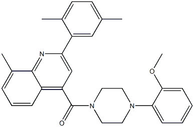 [2-(2,5-dimethylphenyl)-8-methylquinolin-4-yl]-[4-(2-methoxyphenyl)piperazin-1-yl]methanone Struktur