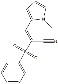 (E)-2-(benzenesulfonyl)-3-(1-methylpyrrol-2-yl)prop-2-enenitrile Struktur