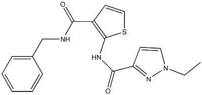 N-[3-(benzylcarbamoyl)thiophen-2-yl]-1-ethylpyrazole-3-carboxamide Struktur