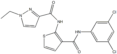 N-[3-[(3,5-dichlorophenyl)carbamoyl]thiophen-2-yl]-1-ethylpyrazole-3-carboxamide Struktur