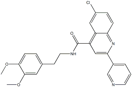 6-chloro-N-[2-(3,4-dimethoxyphenyl)ethyl]-2-pyridin-3-ylquinoline-4-carboxamide Struktur