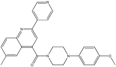 [4-(4-methoxyphenyl)piperazin-1-yl]-(6-methyl-2-pyridin-4-ylquinolin-4-yl)methanone Struktur