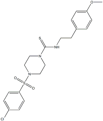 4-(4-chlorophenyl)sulfonyl-N-[2-(4-methoxyphenyl)ethyl]piperazine-1-carbothioamide Struktur