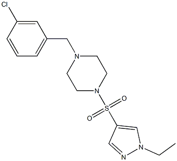 1-[(3-chlorophenyl)methyl]-4-(1-ethylpyrazol-4-yl)sulfonylpiperazine Struktur