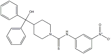 4-[hydroxy(diphenyl)methyl]-N-(3-nitrophenyl)piperidine-1-carbothioamide Struktur