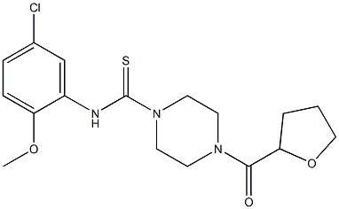 N-(5-chloro-2-methoxyphenyl)-4-(oxolane-2-carbonyl)piperazine-1-carbothioamide Struktur