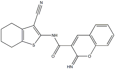 N-(3-cyano-4,5,6,7-tetrahydro-1-benzothiophen-2-yl)-2-iminochromene-3-carboxamide Struktur