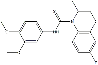 N-(3,4-dimethoxyphenyl)-6-fluoro-2-methyl-3,4-dihydro-2H-quinoline-1-carbothioamide Struktur