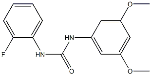 1-(3,5-dimethoxyphenyl)-3-(2-fluorophenyl)urea Struktur