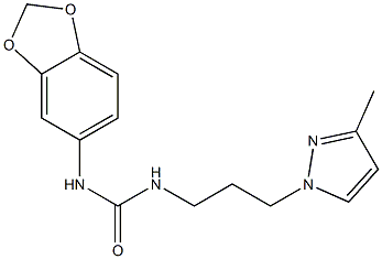 1-(1,3-benzodioxol-5-yl)-3-[3-(3-methylpyrazol-1-yl)propyl]urea Struktur