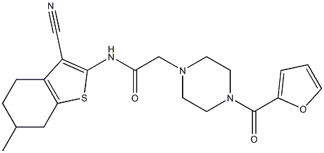 N-(3-cyano-6-methyl-4,5,6,7-tetrahydro-1-benzothiophen-2-yl)-2-[4-(furan-2-carbonyl)piperazin-1-yl]acetamide Struktur