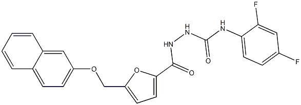 1-(2,4-difluorophenyl)-3-[[5-(naphthalen-2-yloxymethyl)furan-2-carbonyl]amino]urea Struktur