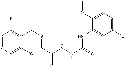 1-[[2-[(2-chloro-6-fluorophenyl)methylsulfanyl]acetyl]amino]-3-(5-chloro-2-methoxyphenyl)thiourea Struktur