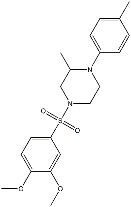 4-(3,4-dimethoxyphenyl)sulfonyl-2-methyl-1-(4-methylphenyl)piperazine Struktur