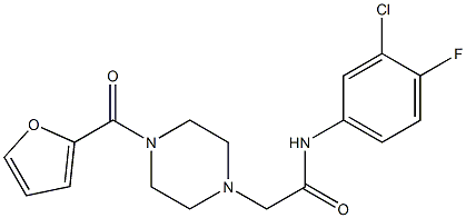 N-(3-chloro-4-fluorophenyl)-2-[4-(furan-2-carbonyl)piperazin-1-yl]acetamide Struktur