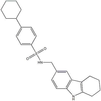 4-cyclohexyl-N-(6,7,8,9-tetrahydro-5H-carbazol-3-ylmethyl)benzenesulfonamide Struktur