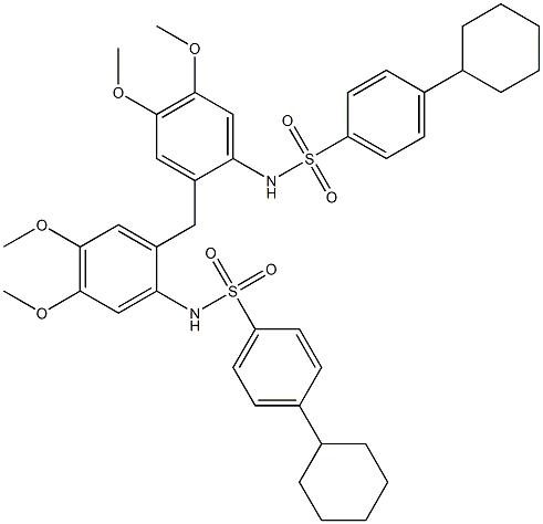 4-cyclohexyl-N-[2-[[2-[(4-cyclohexylphenyl)sulfonylamino]-4,5-dimethoxyphenyl]methyl]-4,5-dimethoxyphenyl]benzenesulfonamide Struktur