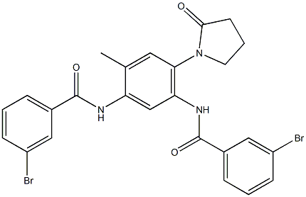 3-bromo-N-[5-[(3-bromobenzoyl)amino]-2-methyl-4-(2-oxopyrrolidin-1-yl)phenyl]benzamide Struktur