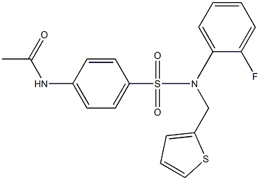 N-[4-[(2-fluorophenyl)-(thiophen-2-ylmethyl)sulfamoyl]phenyl]acetamide Struktur