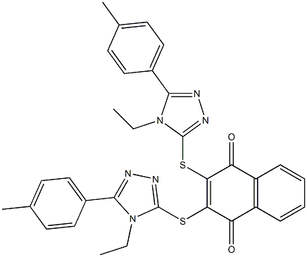 2,3-bis[[4-ethyl-5-(4-methylphenyl)-1,2,4-triazol-3-yl]sulfanyl]naphthalene-1,4-dione Struktur