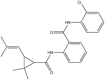 N-(2-chlorophenyl)-2-[[2,2-dimethyl-3-(2-methylprop-1-enyl)cyclopropanecarbonyl]amino]benzamide Struktur