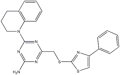 4-(3,4-dihydro-2H-quinolin-1-yl)-6-[(4-phenyl-1,3-thiazol-2-yl)sulfanylmethyl]-1,3,5-triazin-2-amine Struktur