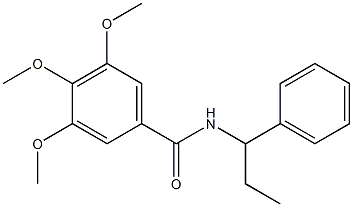 3,4,5-trimethoxy-N-(1-phenylpropyl)benzamide Struktur