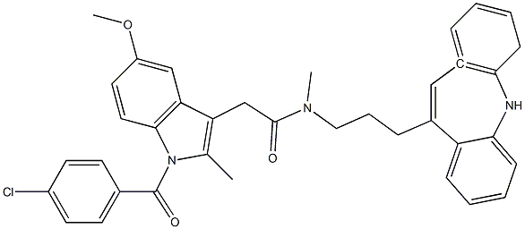 2-[1-(4-chlorobenzoyl)-5-methoxy-2-methylindol-3-yl]-N-[3-(5,6-dihydrobenzo[b][1]benzazepin-11-yl)propyl]-N-methylacetamide Struktur