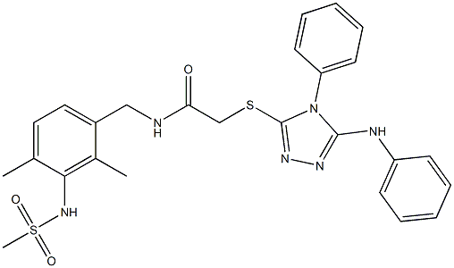 2-[(5-anilino-4-phenyl-1,2,4-triazol-3-yl)sulfanyl]-N-[[3-(methanesulfonamido)-2,4-dimethylphenyl]methyl]acetamide Struktur