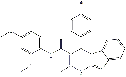 4-(4-bromophenyl)-N-(2,4-dimethoxyphenyl)-2-methyl-1,4-dihydropyrimido[1,2-a]benzimidazole-3-carboxamide Struktur