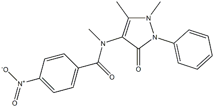 N-(1,5-dimethyl-3-oxo-2-phenylpyrazol-4-yl)-N-methyl-4-nitrobenzamide Struktur