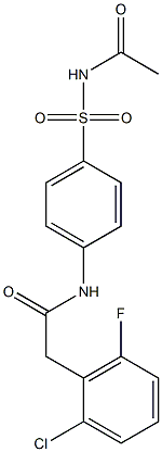 N-[4-(acetylsulfamoyl)phenyl]-2-(2-chloro-6-fluorophenyl)acetamide Struktur