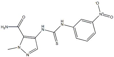 2-methyl-4-[(3-nitrophenyl)carbamothioylamino]pyrazole-3-carboxamide Struktur