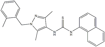 1-[3,5-dimethyl-1-[(2-methylphenyl)methyl]pyrazol-4-yl]-3-naphthalen-1-ylthiourea Struktur