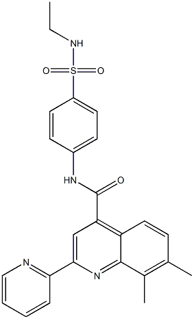 N-[4-(ethylsulfamoyl)phenyl]-7,8-dimethyl-2-pyridin-2-ylquinoline-4-carboxamide Struktur