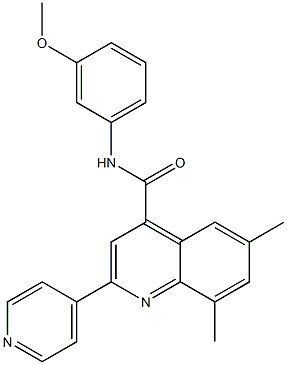 N-(3-methoxyphenyl)-6,8-dimethyl-2-pyridin-4-ylquinoline-4-carboxamide Struktur