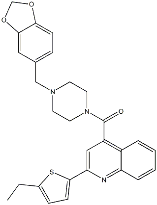 [4-(1,3-benzodioxol-5-ylmethyl)piperazin-1-yl]-[2-(5-ethylthiophen-2-yl)quinolin-4-yl]methanone Structure