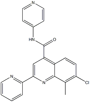 7-chloro-8-methyl-2-pyridin-2-yl-N-pyridin-4-ylquinoline-4-carboxamide Struktur